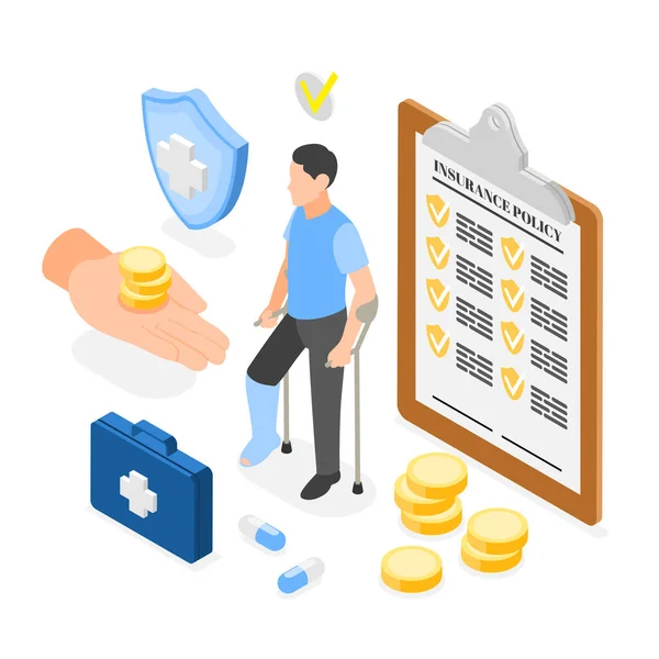 Isometric medical insurance composition background with patient