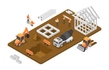 İzometrik görünümdeki yapı bileşimi