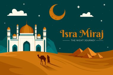 Isra Miraj düz çizgi film kompozisyon arkaplanı