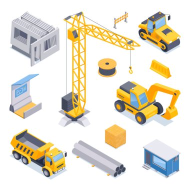 İzometrik görünümde yapı simgeleri