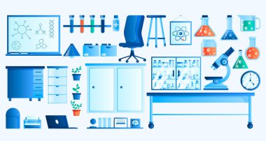 Gradyan dizaynında bilim laboratuarı simgeleri