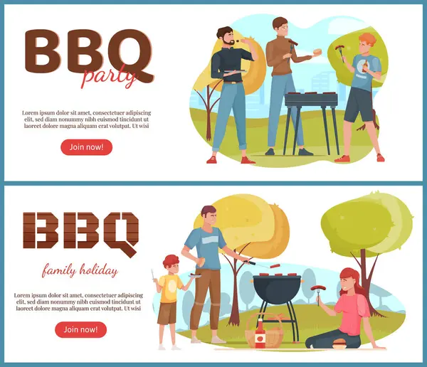 Picnic banners in flat design