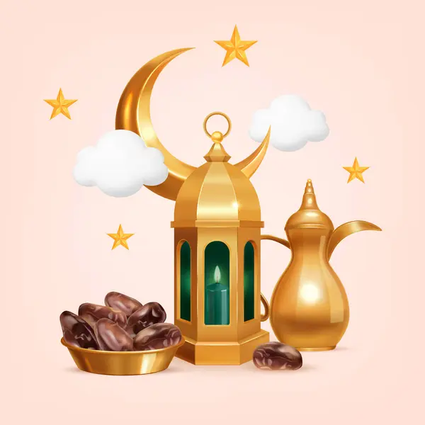 Ramadan Kareen Composition Realistic Style — Stock Photo, Image
