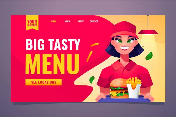 Fast food restaurant cartoon landing page