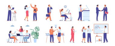 İş adamları el çizimi karikatür seti