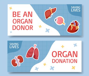 El çizimi düz insan vücudu yatay afiş şablon koleksiyonu