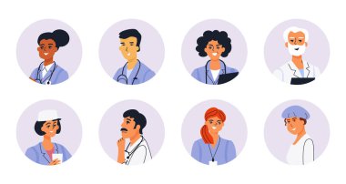 Düz tasarım sağlık çalışanları çizimleri