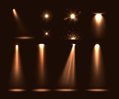 Gerçekçi 3D altın ışıklar.