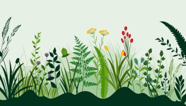 El yapımı düz otlar ve otlar kompozisyonu