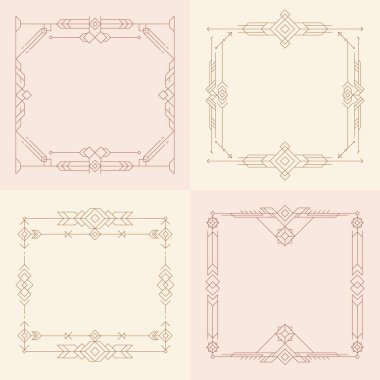 Süsler ve geometrik ile doğrusal kare çerçeve koleksiyonu 