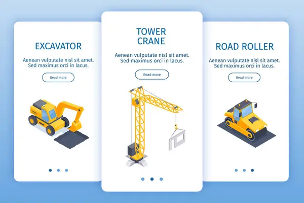 Construction app design in isometric view