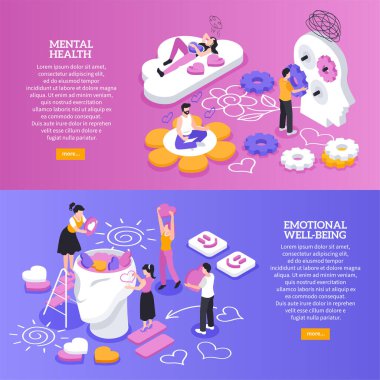 İzometrik görünümde Ruh Sağlığı Sancakları