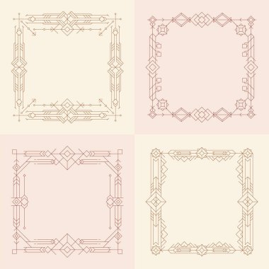 Süsler ve jeom ile düz doğrusal kare çerçeve koleksiyonu