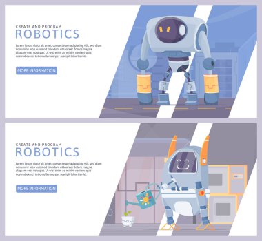 El çizimi robot afişi seti