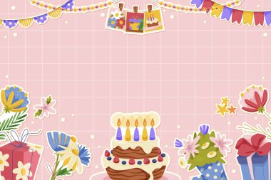 El çizimi doğum günü etiketleri arkaplanı