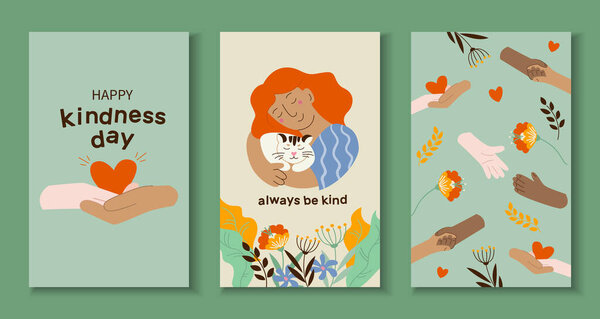 Kindness cards in flat design