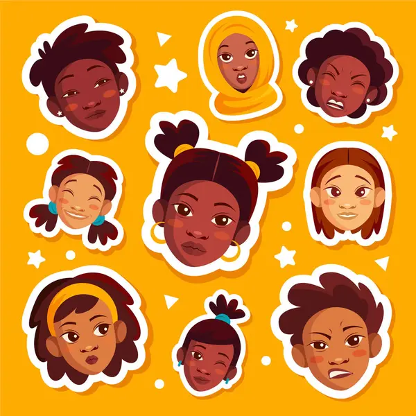 Character expression hand drawn sticker set