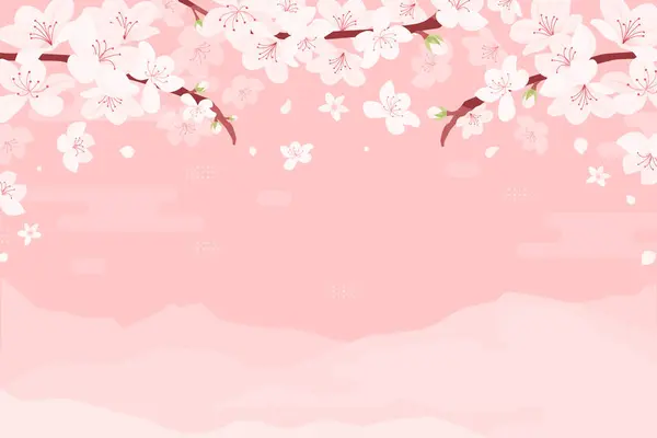 Sakura blossom background in flat design
