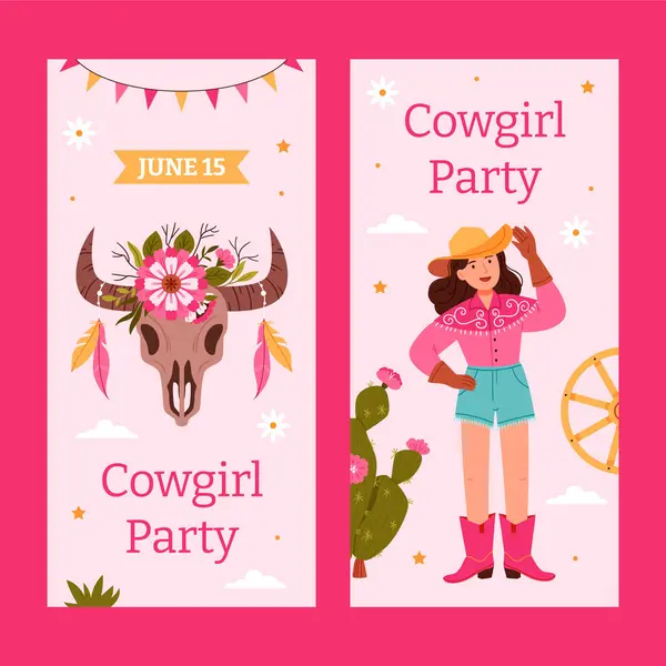 Cowgirl Banner Flachem Design — Stockfoto