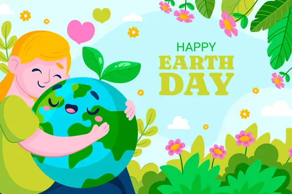 Hand drawn cartoon earth day composition