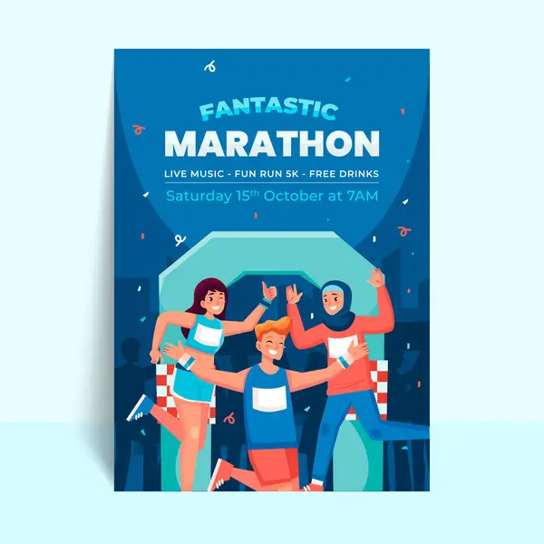 City Maraton Affisch Platt Design — Stockfoto