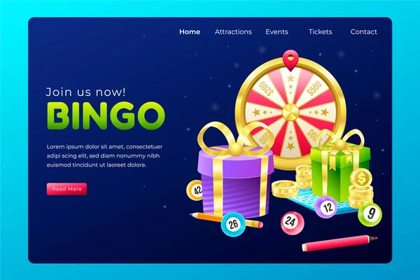 Isometric Cartoon Bingo Game Landing Page — Stock Photo, Image
