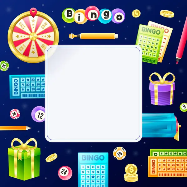 Isometric cartoon bingo game frame