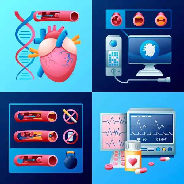 Gradient cardiovascular disease illustration set collection with