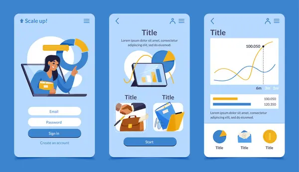 Handgezeichnetes Business Scenes App Design — Stockfoto