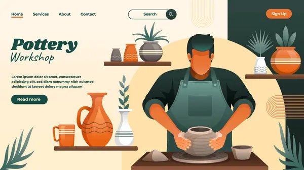 Pottery Landing Page Gradient Style — Stock Photo, Image
