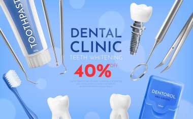 Gerçekçi izometrik diş bakımı reklam kompozisyonu