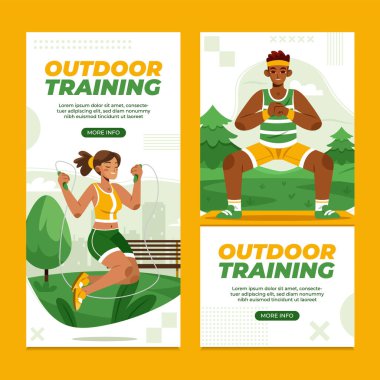 El çizimi düz açık hava eğitim şablonu ayarlandı 