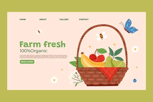 Hand drawn flat fruit harvest landing page template