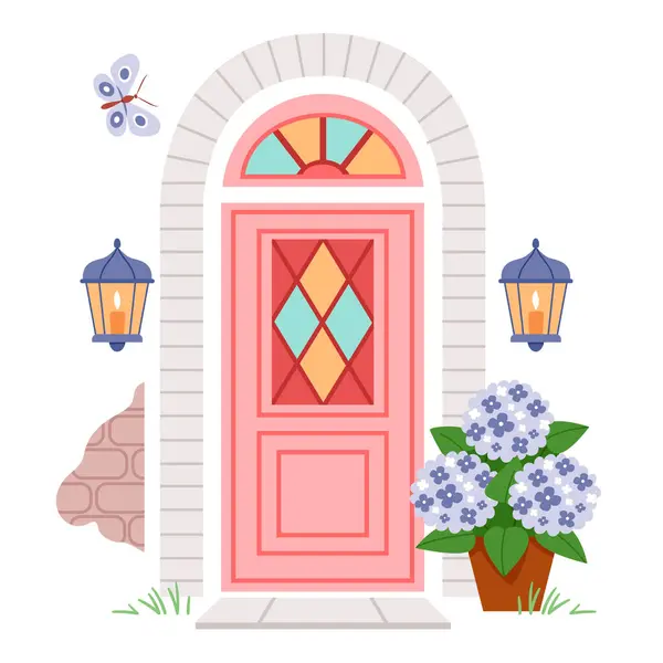 Flat Design Door Composition Background Elegant Style — Stock Photo, Image