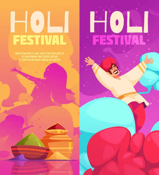 Handgezeichnetes Holi Banner Set — Stockfoto