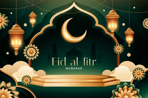 Tło Eid Fitr Realistycznej Konstrukcji — Zdjęcie stockowe
