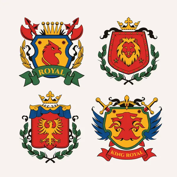 Heraldiske Emblemer Håndtegnet Design - Stock-foto