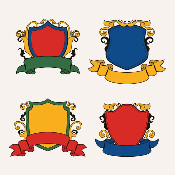 Emblemas Heráldicos Design Desenhado Mão — Fotografia de Stock