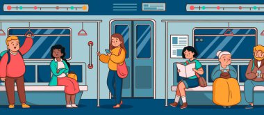 Metro kompozisyonunda insanlar çizildi