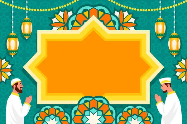 Eid Fitr Background Frame Flat Design — Stock Photo, Image