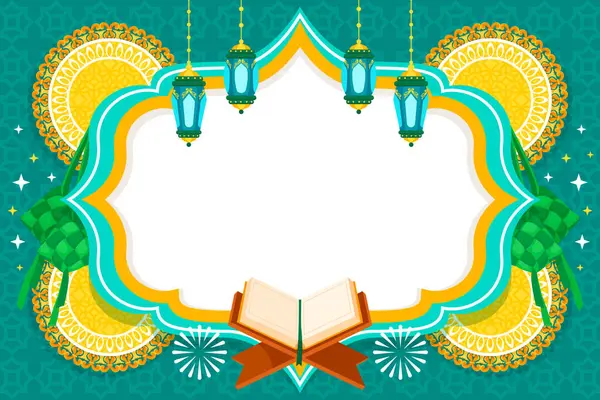Tło Eid Fitr Płaskiej Konstrukcji — Zdjęcie stockowe