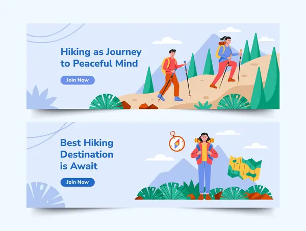 Hiking banners in flat design