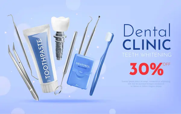 Realistic Isometric Dental Care Advertising Composition — Stock Photo, Image