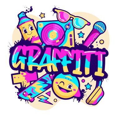 El çizimi graffiti ögeleri bileşimi