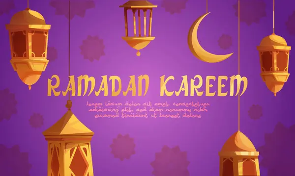 Plantilla Fondo Ramadán Dibujos Animados Planos Dibujada Mano Con Islámico — Foto de Stock