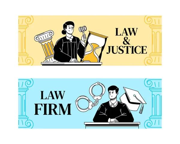 Justice Banners Hand Drawn Design — Stock Photo, Image