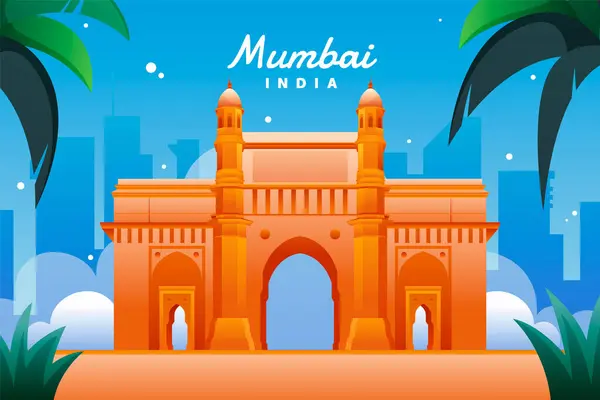 Gradient India Travel Background Mumbai Monument — Stock Photo, Image