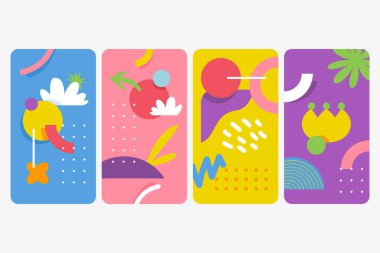 Soyut organik renkli kompozisyon seti