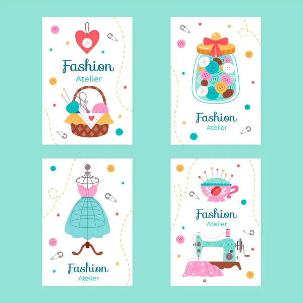 Sewing Cards Flat Design — Stock Photo, Image