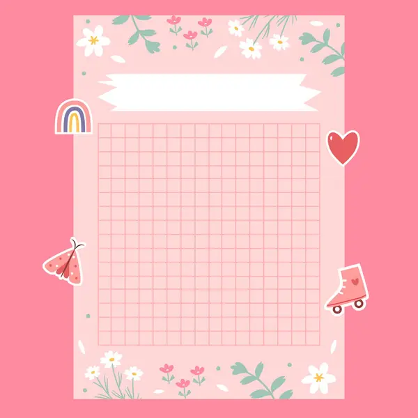 Hand Drawn Paper Note Decorative Elements Pink — Stock Photo, Image